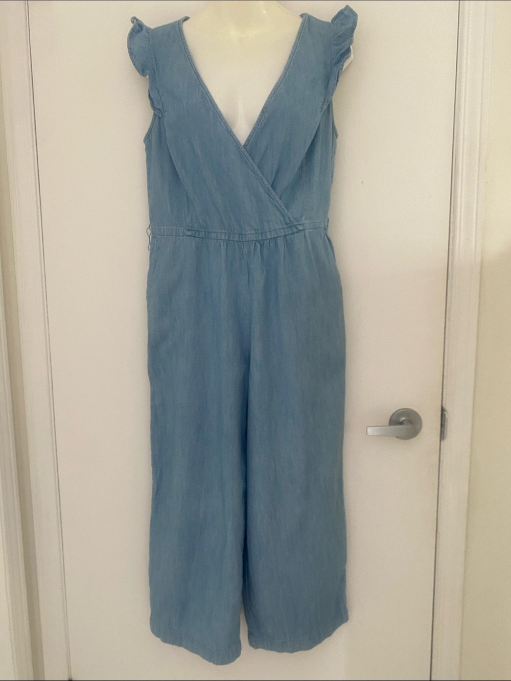 Chambray Blue from Old Navy Sleeveless elastic waist wide leg  Romper Size Small